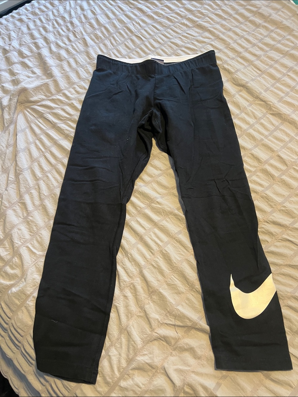 Black Active capri Leggings with White Swoosh